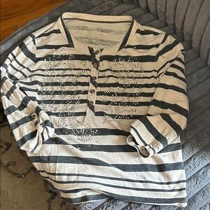 Striped Shirt with Rhinestones